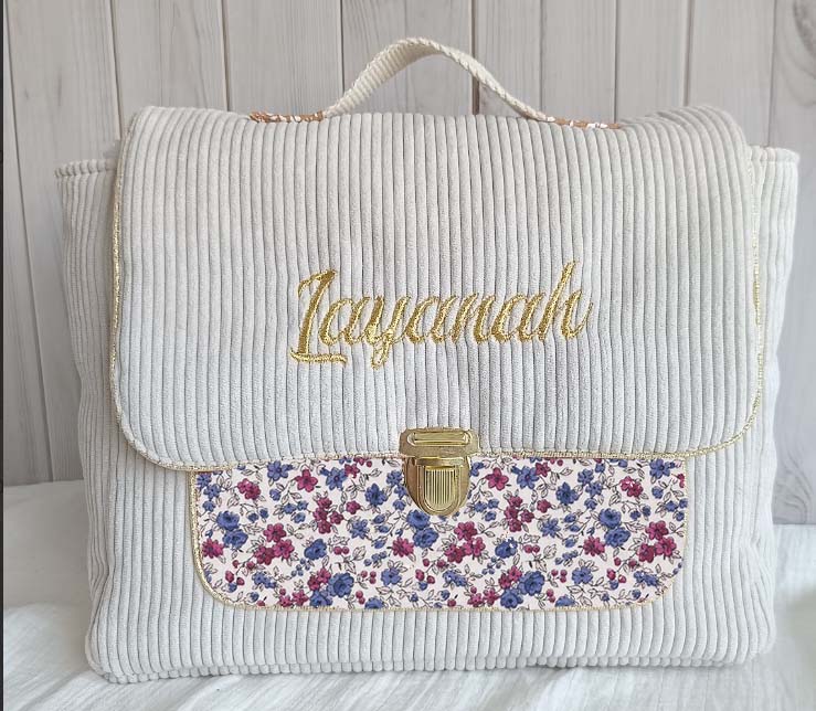 Cartable Eléonore - Vert sauge personnalisé