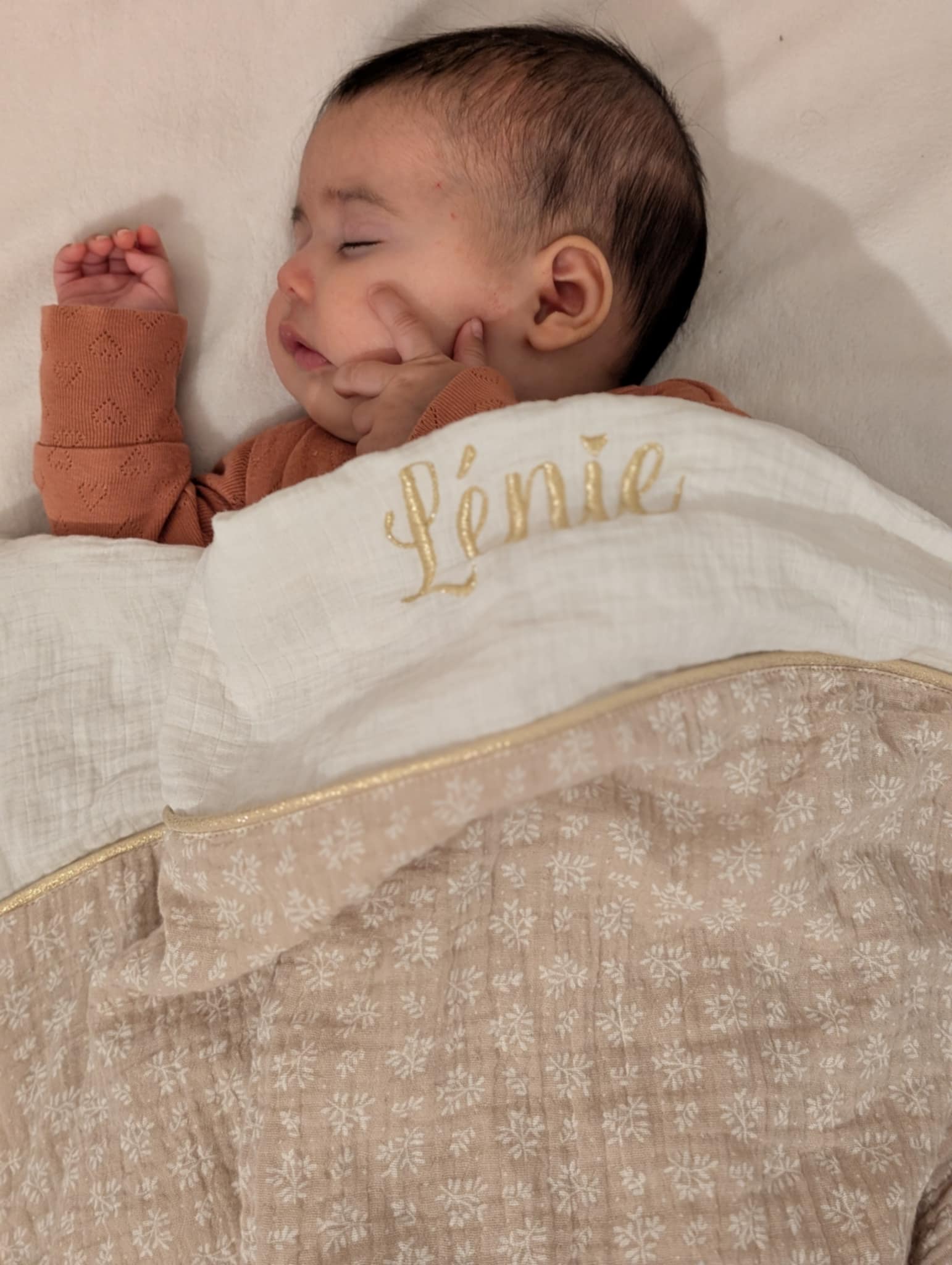 Couverture bébé double gaze - Prénom brodé