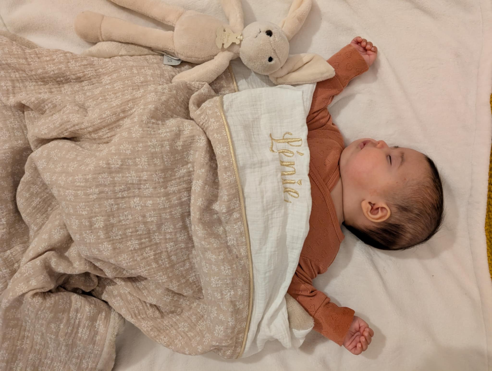 Couverture bébé double gaze - Prénom brodé